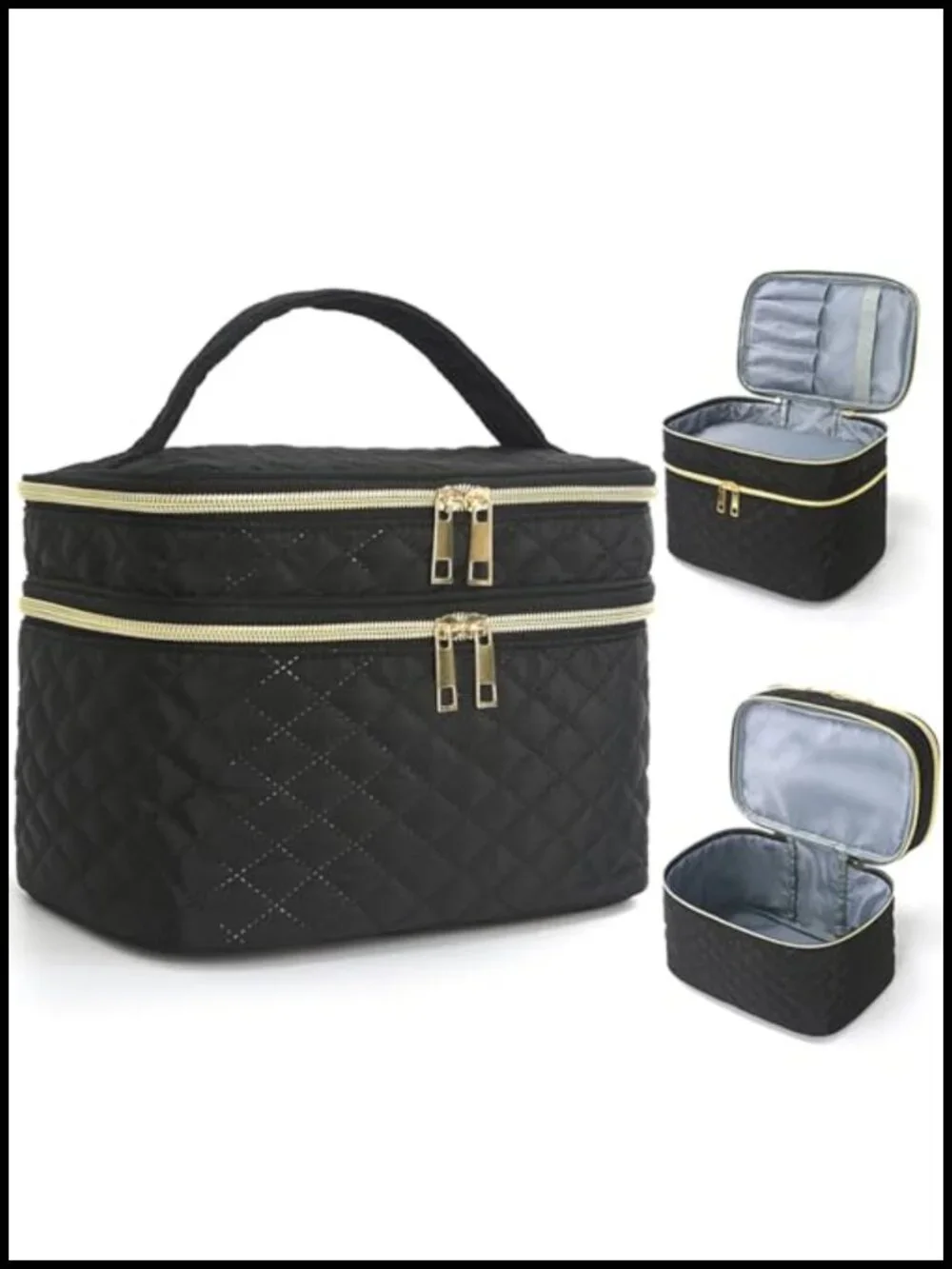 Travel Makeup Bag Women Double Layer Large Cosmetic Case Water-resistant